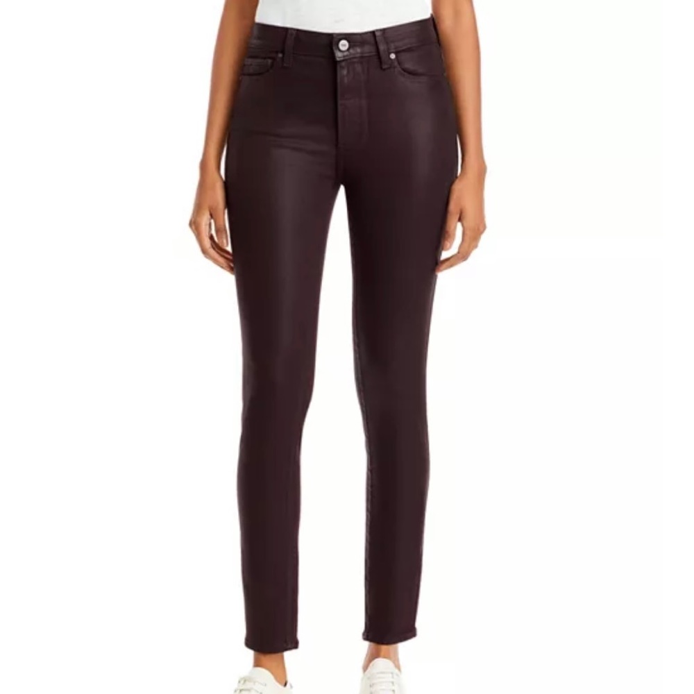 Paige Hoxton Coated Skinny Ankle Jeans in Black Cherry